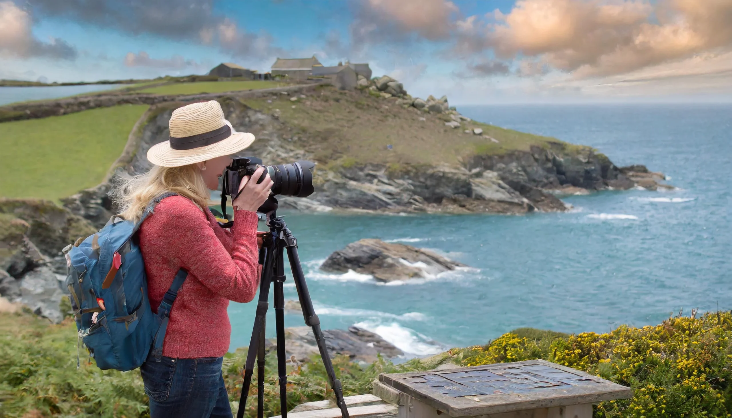 Cornish photography workshop people taking photos on a beach